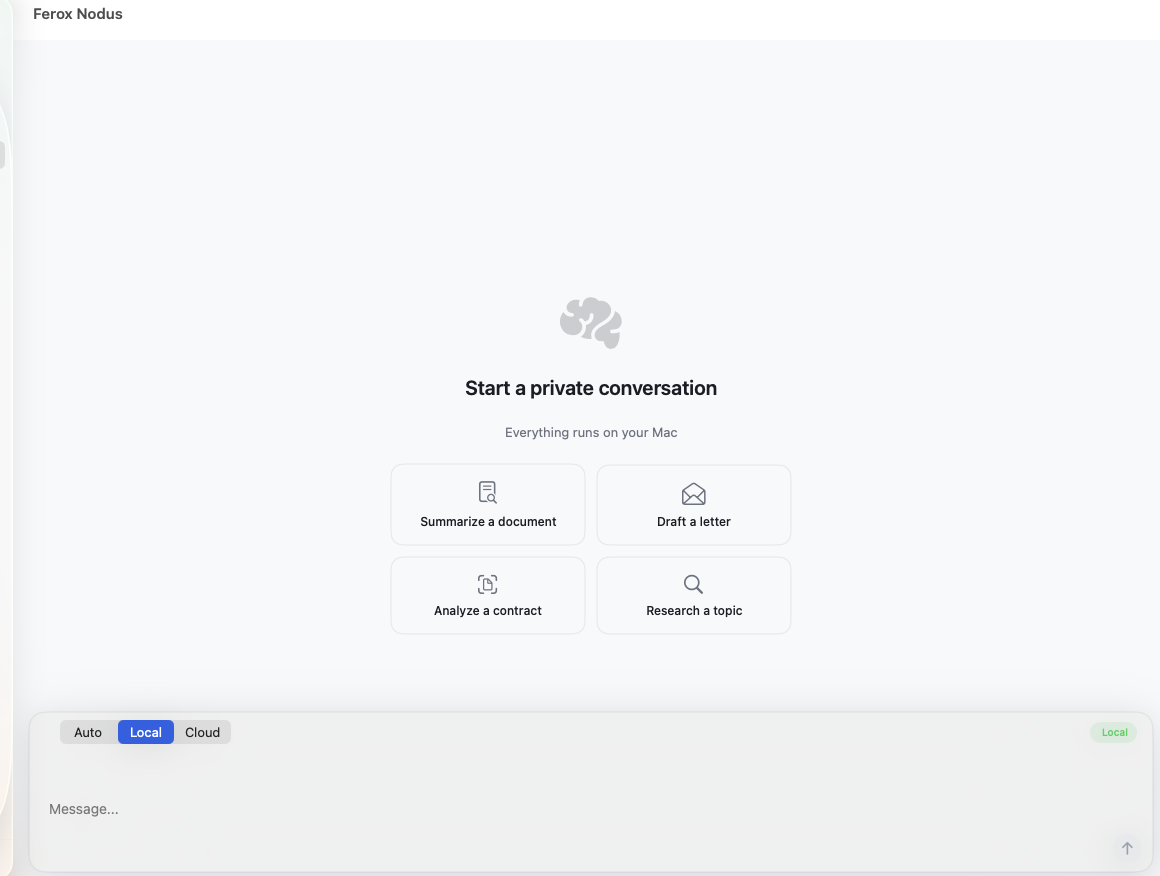 Ferox Nodus AI chat interface